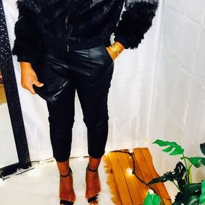 Cropped Faux Leather Skinny Pants